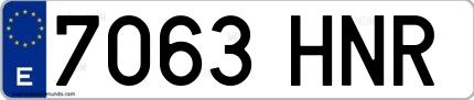 Ejemplo de matrícula española 7063 HNR