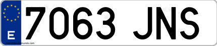 Ejemplo de matrícula de coche ordinaria 7063 JNS
