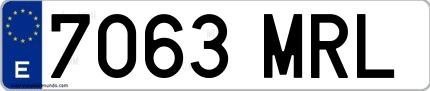 Ejemplo de matrícula española 7063 MRL