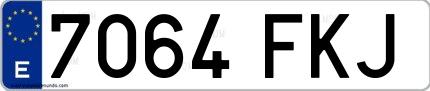 Ejemplo de matrícula española 7064 FKJ