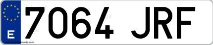 Ejemplo de matrícula española 7064 JRF