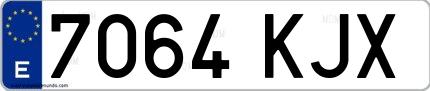 Ejemplo de matrícula española 7064 KJX