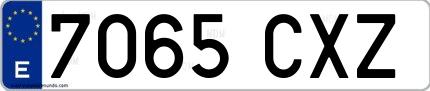 Ejemplo de matrícula española 7065 CXZ