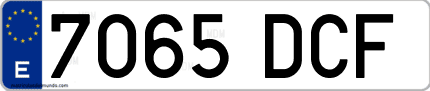 Ejemplo de matrícula de coche ordinaria 7065 DCF