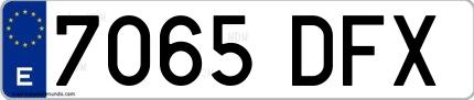 Ejemplo de matrícula española 7065 DFX