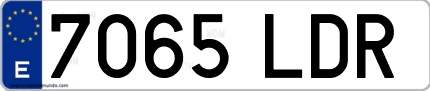 Ejemplo de matrícula de coche ordinaria 7065 LDR