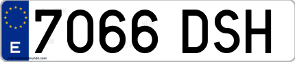 Ejemplo de matrícula de coche ordinaria 7066 DSH