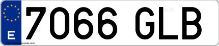 Ejemplo de matrícula de coche ordinaria 7066 GLB