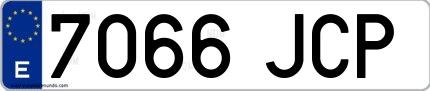 Ejemplo de matrícula española 7066 JCP