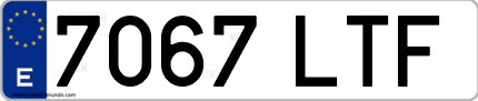 Ejemplo de matrícula de coche ordinaria 7067 LTF