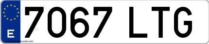 Ejemplo de matrícula española 7067 LTG