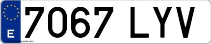 Ejemplo de matrícula española 7067 LYV