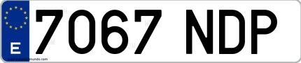 Ejemplo de matrícula española 7067 NDP