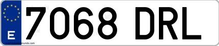 Ejemplo de matrícula española 7068 DRL