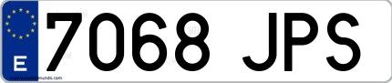 Ejemplo de matrícula española 7068 JPS