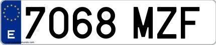 Ejemplo de matrícula española 7068 MZF