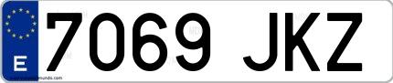 Ejemplo de matrícula española 7069 JKZ