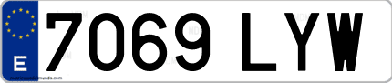 Ejemplo de matrícula de coche ordinaria 7069 LYW