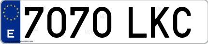 Ejemplo de matrícula española 7070 LKC