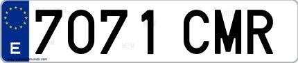 Ejemplo de matrícula española 7071 CMR