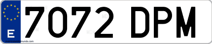 Ejemplo de matrícula de coche ordinaria 7072 DPM