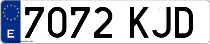 Ejemplo de matrícula de coche ordinaria 7072 KJD