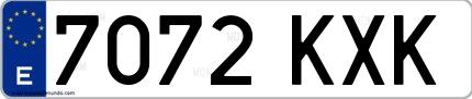 Ejemplo de matrícula española 7072 KXK