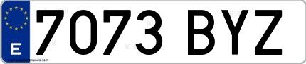 Ejemplo de matrícula española 7073 BYZ