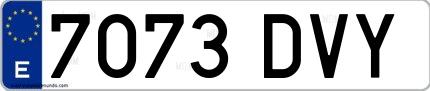 Ejemplo de matrícula española 7073 DVY