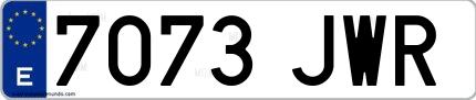 Ejemplo de matrícula española 7073 JWR
