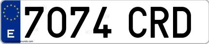 Ejemplo de matrícula española 7074 CRD