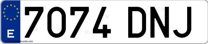 Ejemplo de matrícula española 7074 DNJ