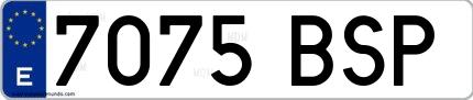 Ejemplo de matrícula española 7075 BSP