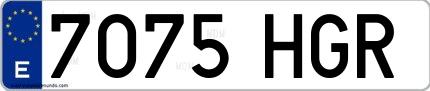Ejemplo de matrícula española 7075 HGR