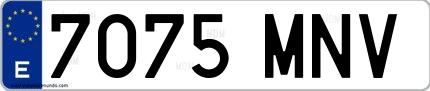 Ejemplo de matrícula española 7075 MNV