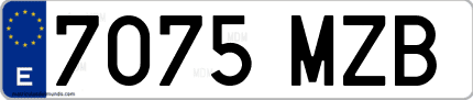 Ejemplo de matrícula de coche ordinaria 7075 MZB