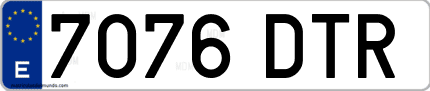 Ejemplo de matrícula de coche ordinaria 7076 DTR