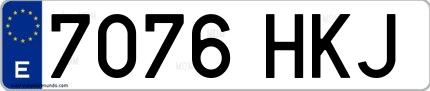 Ejemplo de matrícula española 7076 HKJ
