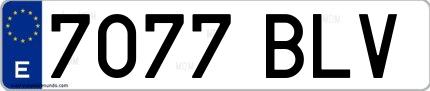 Ejemplo de matrícula española 7077 BLV