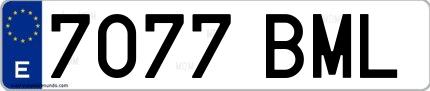 Ejemplo de matrícula española 7077 BML