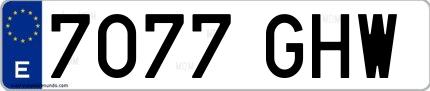 Ejemplo de matrícula española 7077 GHW