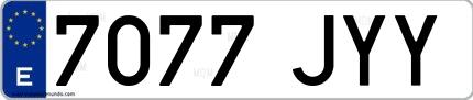 Ejemplo de matrícula española 7077 JYY