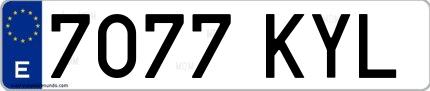 Ejemplo de matrícula española 7077 KYL