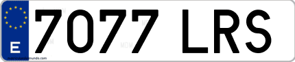 Ejemplo de matrícula de coche ordinaria 7077 LRS