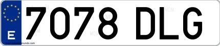 Ejemplo de matrícula española 7078 DLG