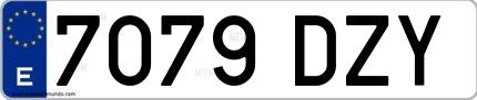 Ejemplo de matrícula española 7079 DZY