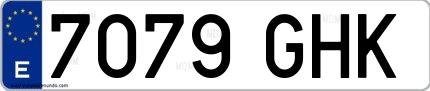 Ejemplo de matrícula española 7079 GHK