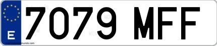 Ejemplo de matrícula española 7079 MFF