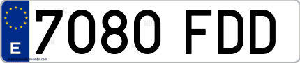 Ejemplo de matrícula de coche ordinaria 7080 FDD