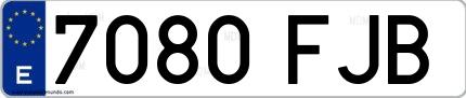 Ejemplo de matrícula española 7080 FJB